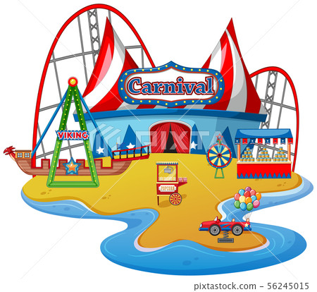 Fun fair theme park on isolated background - Stock Illustration ...