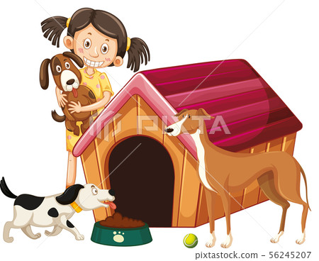 Children with animals on isolated background 56245207
