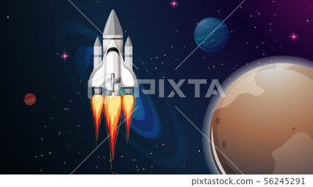 Rocket in space scene Rocket in space scene 56245291