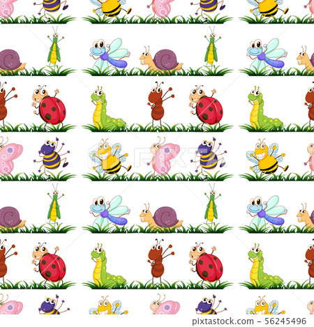 Seamless pattern tile cartoon with insects Seamless pattern tile cartoon with insects 56245496