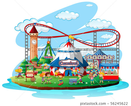Fun fair theme park on isolated background Fun fair theme park on isolated background 56245622