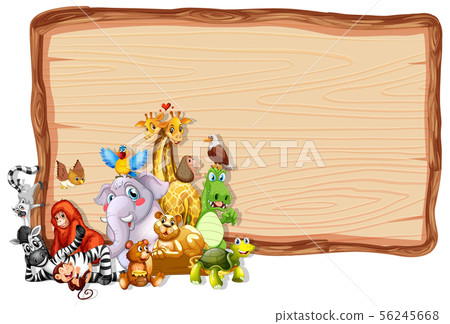 Border template design with cute animals - Stock Illustration [56245668 ...