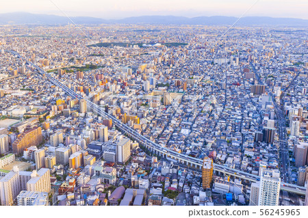 Osaka, cityscape, dusk Osaka, cityscape, dusk 56245965