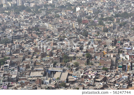 Jaipur, India Beautiful city view from Nargarh Fort, dense brick building Jaipur, India Beautiful city view from Nargarh Fort, dense brick building 56247744