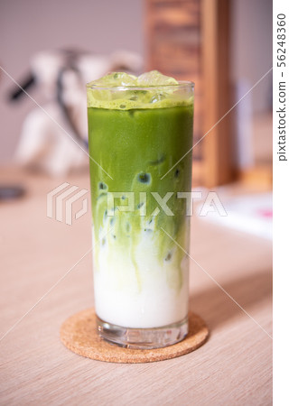 Matcha green tea in a glass of cold, refreshing 56248360