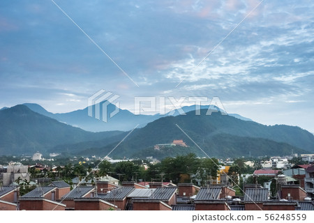urban scenery with mountains in Puli 56248559