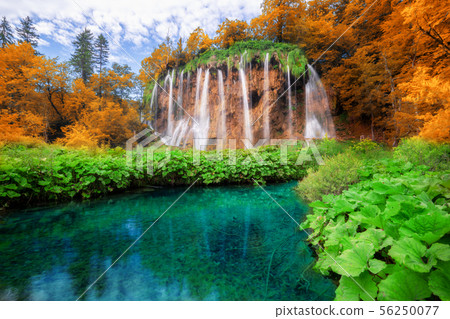 Waterfall landscape of Plitvice Lakes Croatia. 56250077