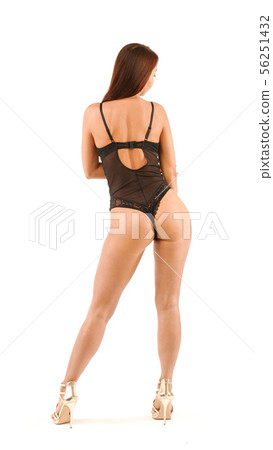 Woman In black Lingerie Isolated On white Woman In black Lingerie Isolated On white 56251432