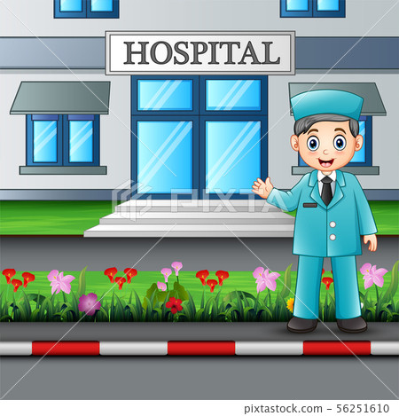 A nurse standing in front of hospital building A nurse standing in front of hospital building 56251610
