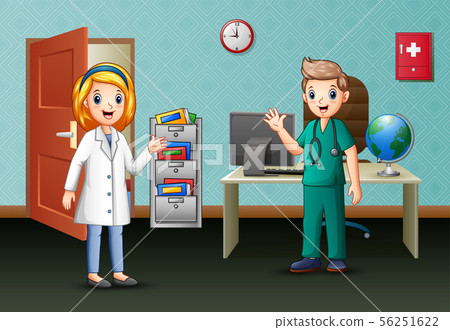 The surgeon talking with nurse in office room The surgeon talking with nurse in office room 56251622