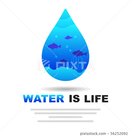 blue under sea fish in droplet, water is life 56252092