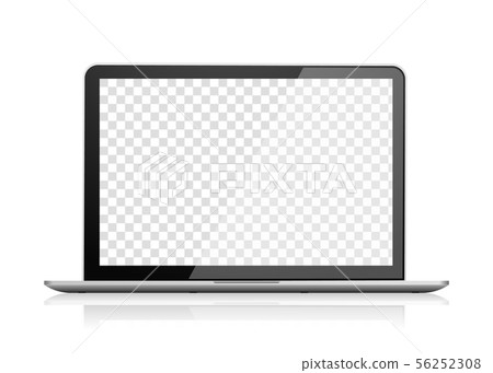 Realistic laptop front view. Notebook empty screen 56252308