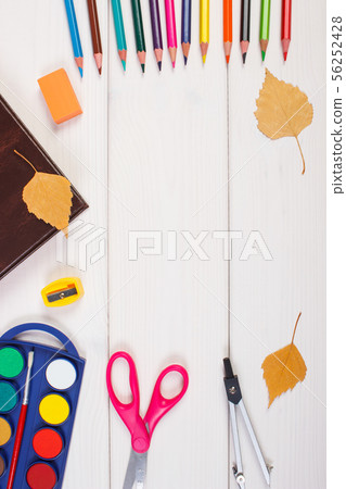 Frame of school accessories, book 56252428