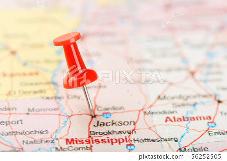 Red clerical needle on a map of USA, South Red clerical needle on a map of USA, South 56252505