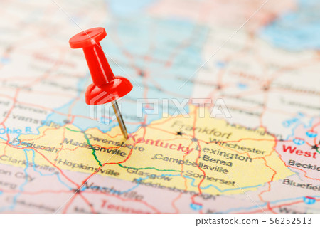 Red clerical needle on a map of USA, South Red clerical needle on a map of USA, South 56252513