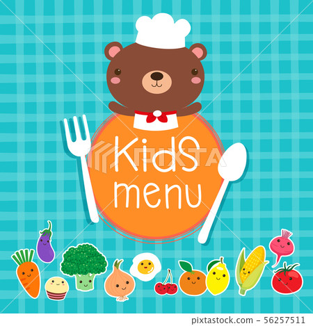 Design of kids menu with cute bear chef 56257511