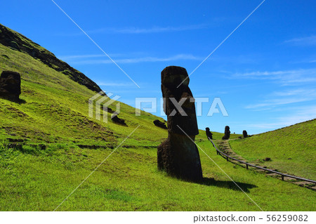 Moai manufacturing plant Lano Lalac mountain Moai manufacturing plant Lano Lalac mountain 56259082