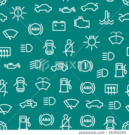 Car Dashboard Signs Thin Line Seamless Pattern Background. Vector 56260209