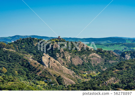View across the Jimena de la Frontera countryside, Andalusia, Spain 56278897