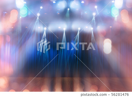 blurred multicolored bokeh lights on stage 56281476