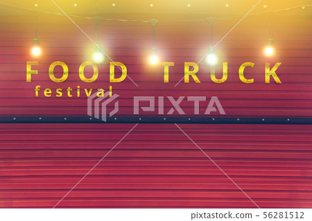 close-up of red food truck with colour light bulb 56281512