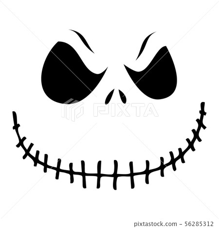 Sinister Pumpkin Face on white background 56285312