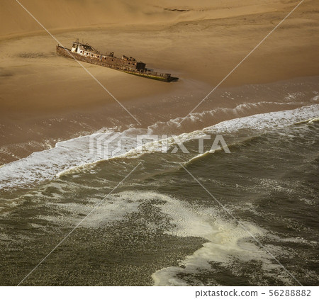 The Edwin Bolin is a famous shipwreck that has migrated 800 meters from the water The Edwin Bolin is a famous shipwreck that has migrated 800 meters from the water 56288882