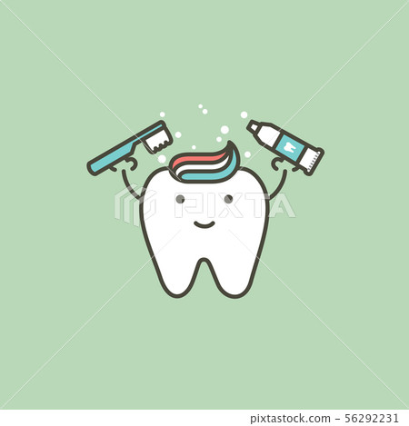 brushing teeth, tooth hold toothbrush - toothpaste 56292231