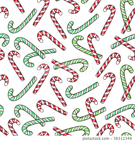 Christmas candy canes seamless pattern, xmas decorations 56312349