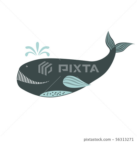 Vector cute cartoon whale isolated on white background. Sea animal vector illustration Vector cute cartoon whale isolated on white background. Sea animal vector illustration 56313271