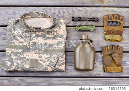Military items arrangement. Military items arrangement. 56314893
