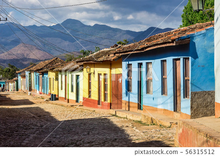 Colorful traditional houses in the colonial town 56315512