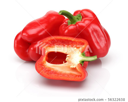 Red bell peppers isolated on white Red bell peppers isolated on white 56322638