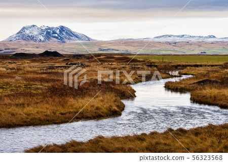 Beautiful landscape and near the Selfoss waterfall 56323568