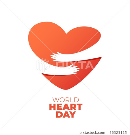 World Heart Day, hands hugging heart symbol 56325115