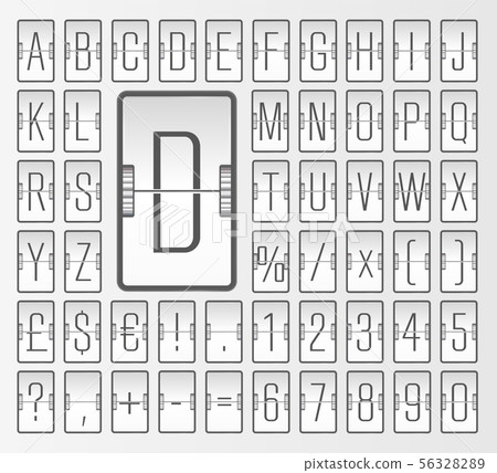 Light steampunk terminal mechanical scoreboard alphabet to display destination and timetable vector 56328289