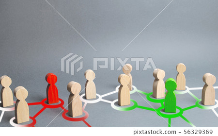 red and green figures of people influence  56329369