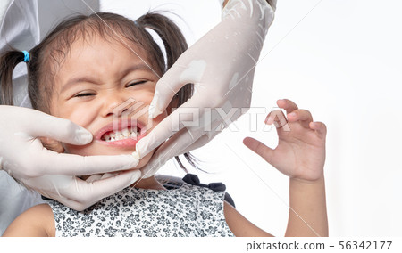 The dentist is examining the baby's teeth. The dentist is examining the baby's teeth. 56342177