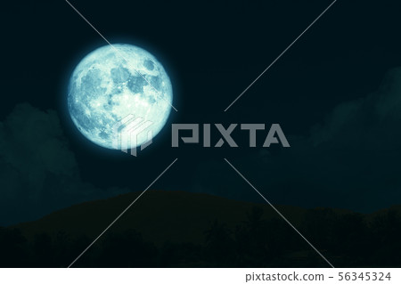 super full harvest moon on night sky back 56345324