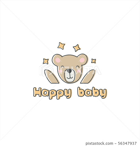 Isolated cute brown baby bear mascot logo on white 56347937