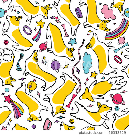 Rainbow and Space Corgi Pattern 56352829