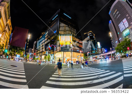 Tokyo Ginza night Sukiyabashi intersection 56353422