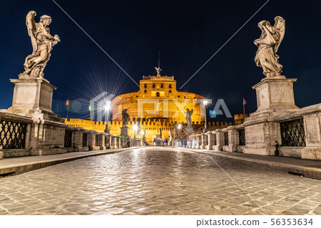Castel Sant Angelo night view from Ponte Sant Angelo, Rome, Italy Castel Sant Angelo night view from Ponte Sant Angelo, Rome, Italy 56353634