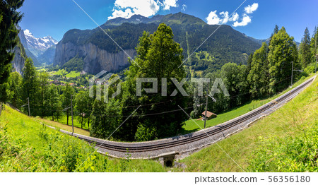 View of the Swiss Alps near the city of Lauterbrunnen. Switzerland. 56356180