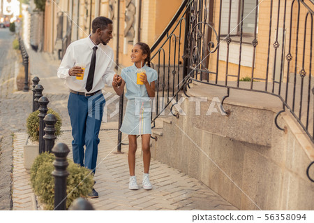 Amazing international teenager having pleasant talk with dad 56358094