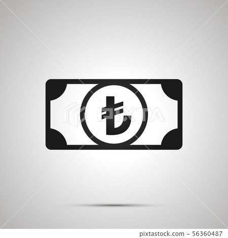 Abstract money banknote with turkish lira sign, simple black icon with shadow on gray 56360487