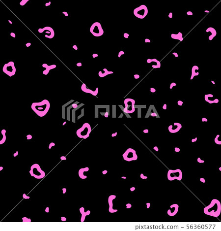 Black cartoon leopard skin with pink spots seamless pattern Black cartoon leopard skin with pink spots seamless pattern 56360577