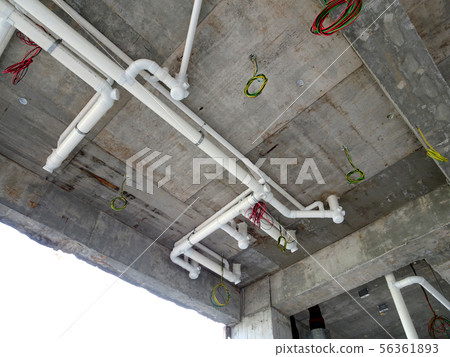 UPVC sewerage pipe below toilet's soffit 56361893
