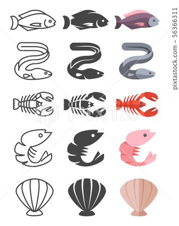 Set of ocean and sea life icon 56366311
