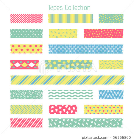 Scotch with trendy geometric pattern. Adhesive tape for scrapbook vector set 56366860